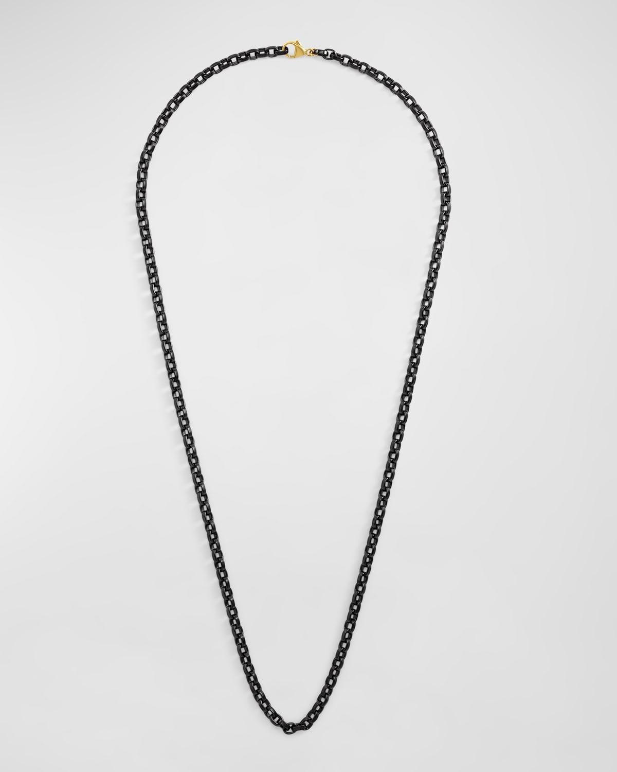 Mens Black Matte Stainless Steel Chain Necklace, 24L Product Image