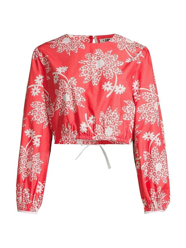 Womens Aleka Floral Long-Sleeve Crop Top Product Image