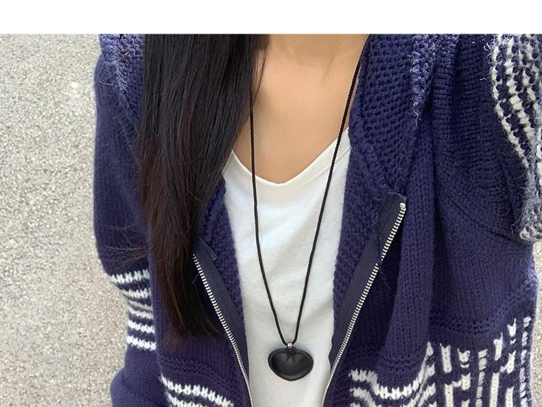 Striped Hooded Zip Cardigan Product Image