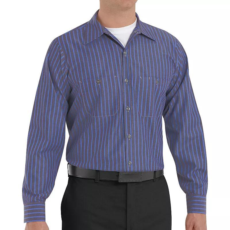 Mens Red Kap Striped Work Shirt Grey Red White Product Image