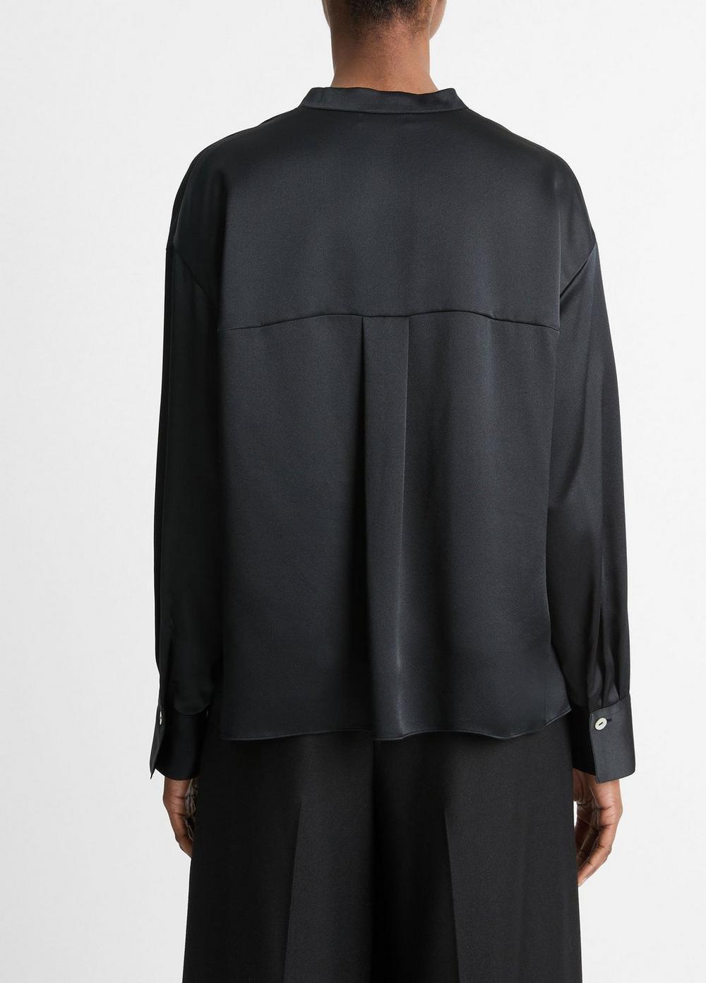 Silk Draped Stand-Collar Blouse Product Image