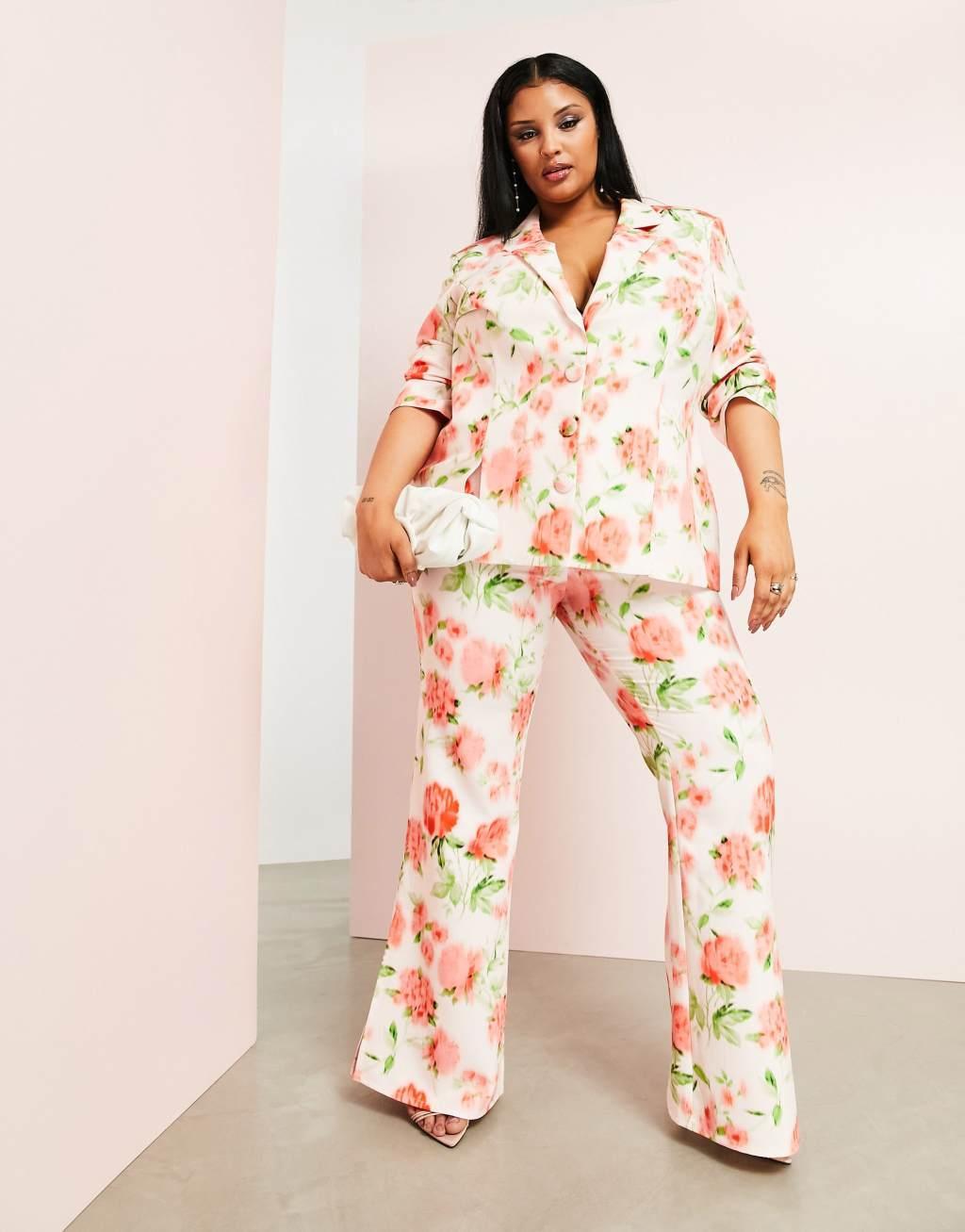 ASOS Luxe Curve suit pants in floral print Product Image