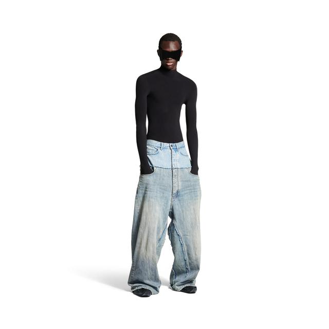 Men's Cut-up Baggy Pants in Blue Product Image