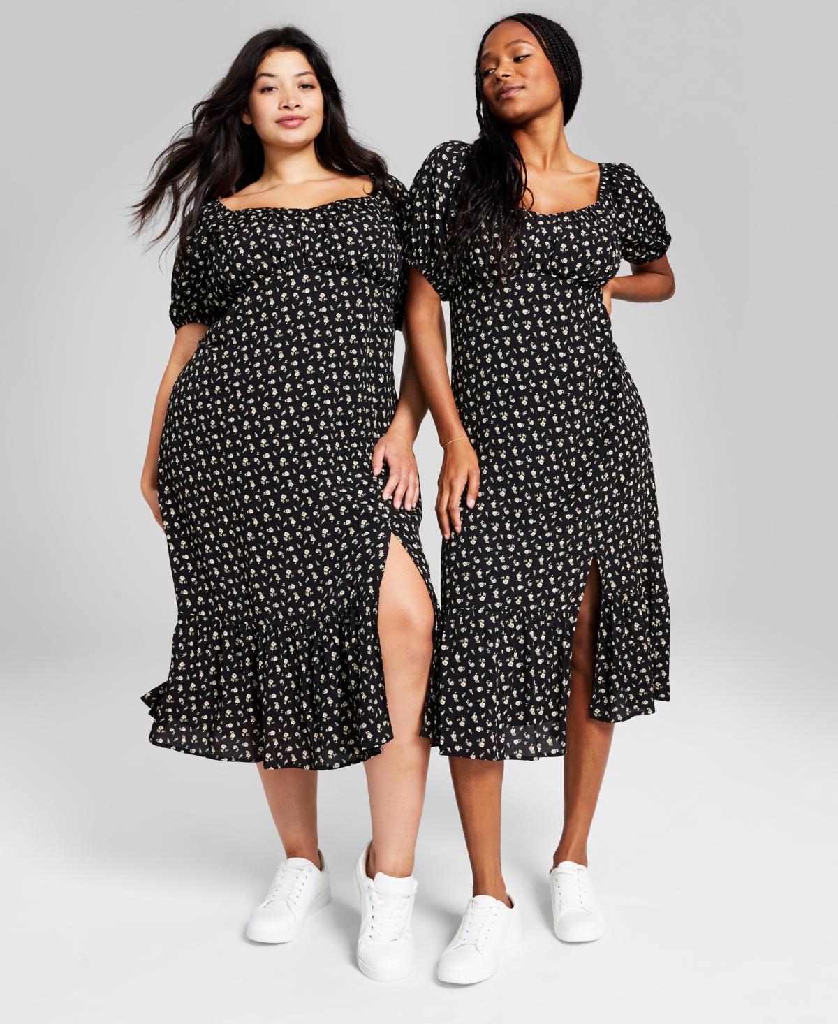 And Now This Womens Printed Puff-Sleeve Midi Dress, Xxs-4X Product Image