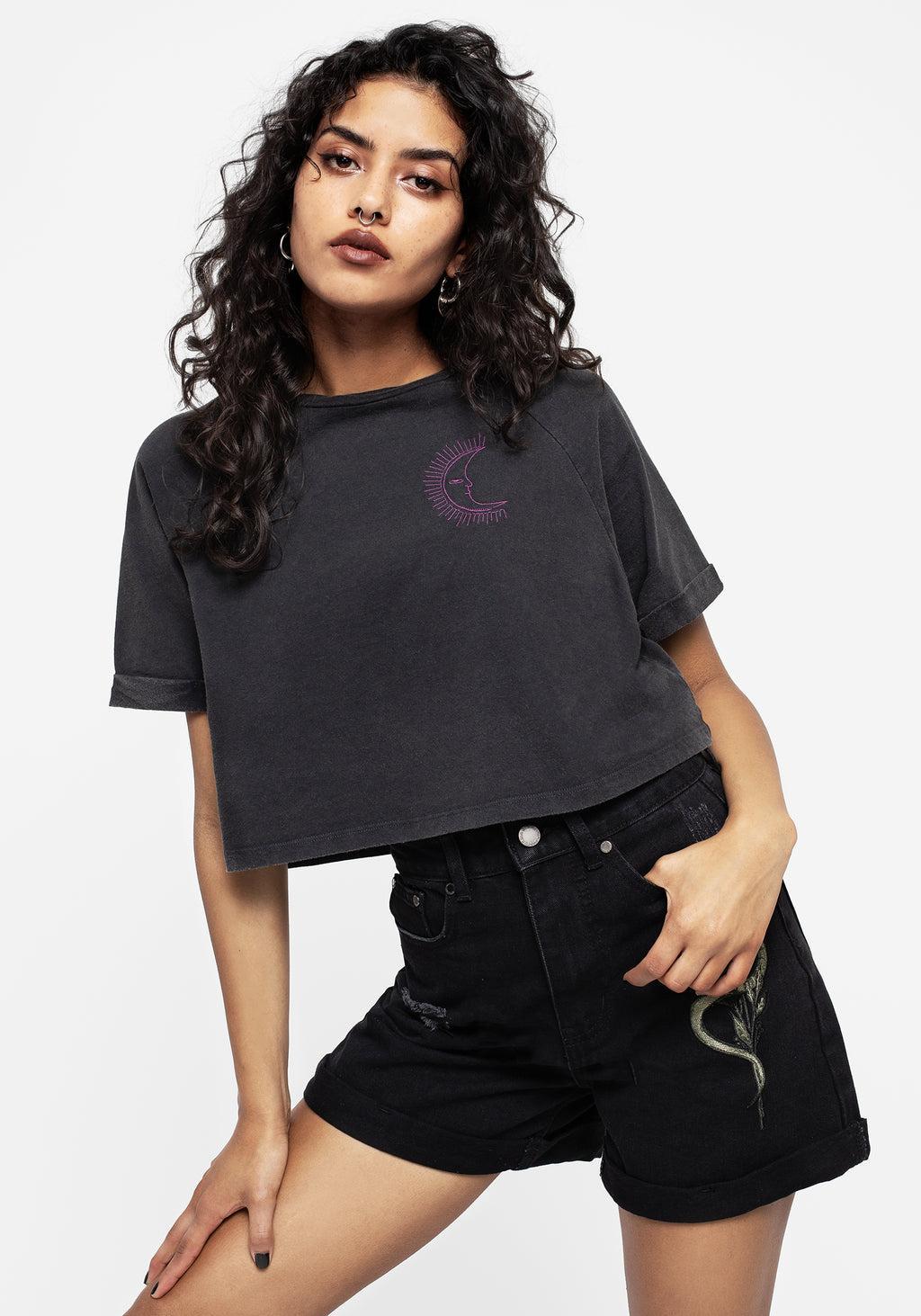 Scutellaria Embroidered Boxy Crop Tee Product Image