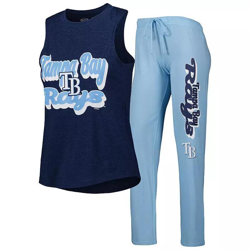 Womens Concepts Sport /Navy Tampa Bay Rays Wordmark Meter Muscle Tank Top & Pants Sleep Set Product Image