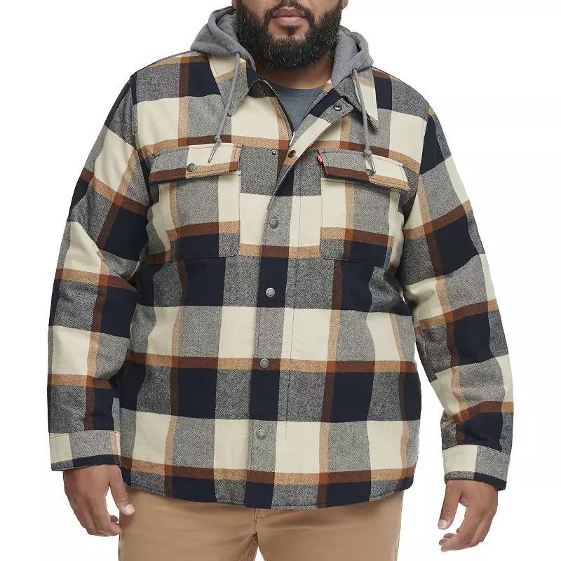 Big & Tall Levis Plaid High-Pile Fleece-Lined Hooded Shirt Jacket, Mens Product Image