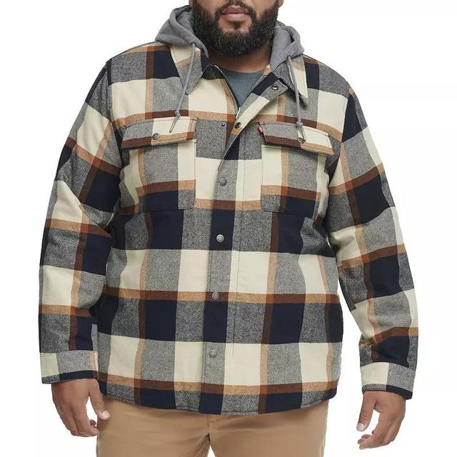 Big & Tall Levis Plaid Sherpa-Lined Hooded Shirt Jacket, Mens Med Red Product Image