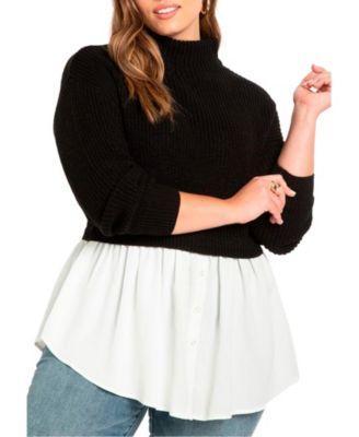 Plus Size Twofer Skirted Sweater Product Image