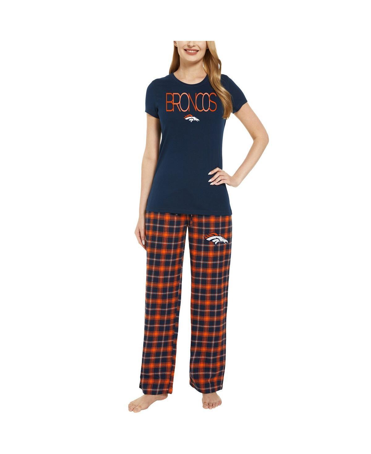 Womens Concepts Sport Navy Denver Broncos ArcticT-shirt and Flannel Pants Sleep Set - Navy Product Image