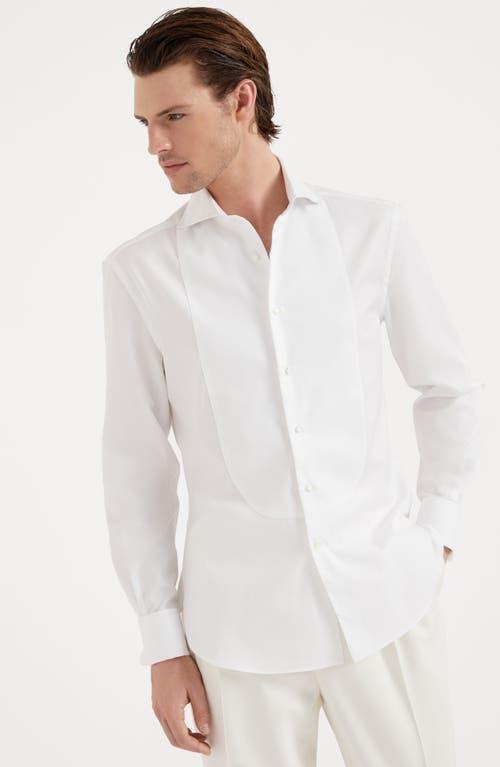 BRUNELLO CUCINELLI Tuxedo Shirt With Pleating In White Product Image