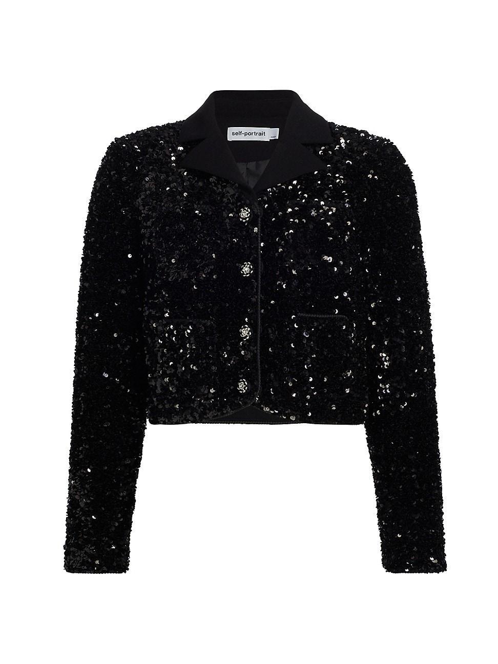 Womens Sequined Crop Jacket Product Image