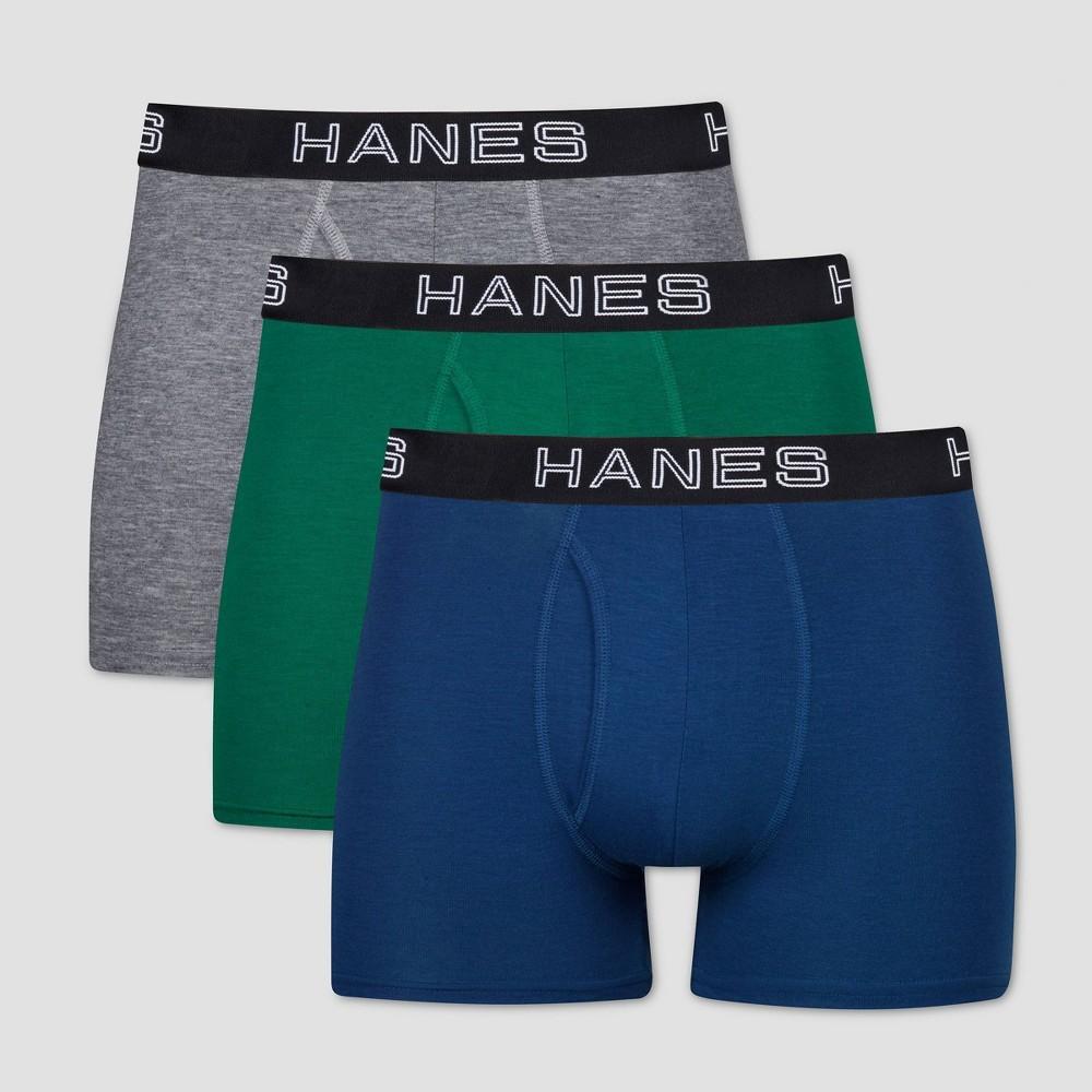 Hanes Premium Mens 3pk Trunks with Anti Chafing Total Support Pouch - Blue Product Image