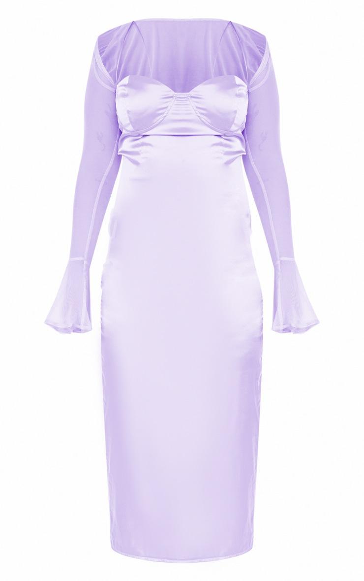 Plus Lilac Satin Midi Dress With Mesh Bolero Product Image