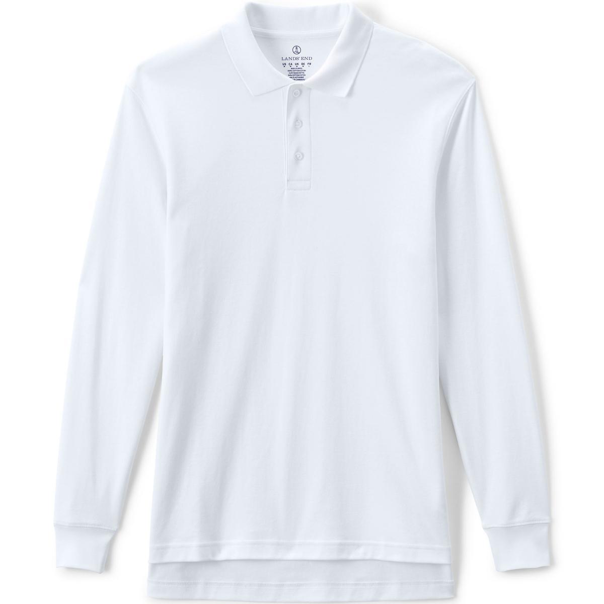 Lands End Mens School Uniform Long Sleeve Interlock Polo Shirt Product Image