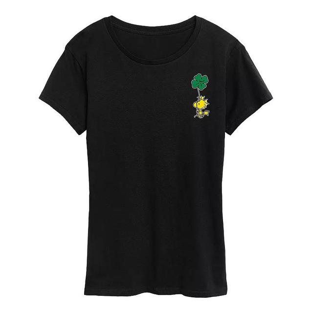 Womens Peanuts Woodstock Clover Graphic Tee Grey Gray Product Image