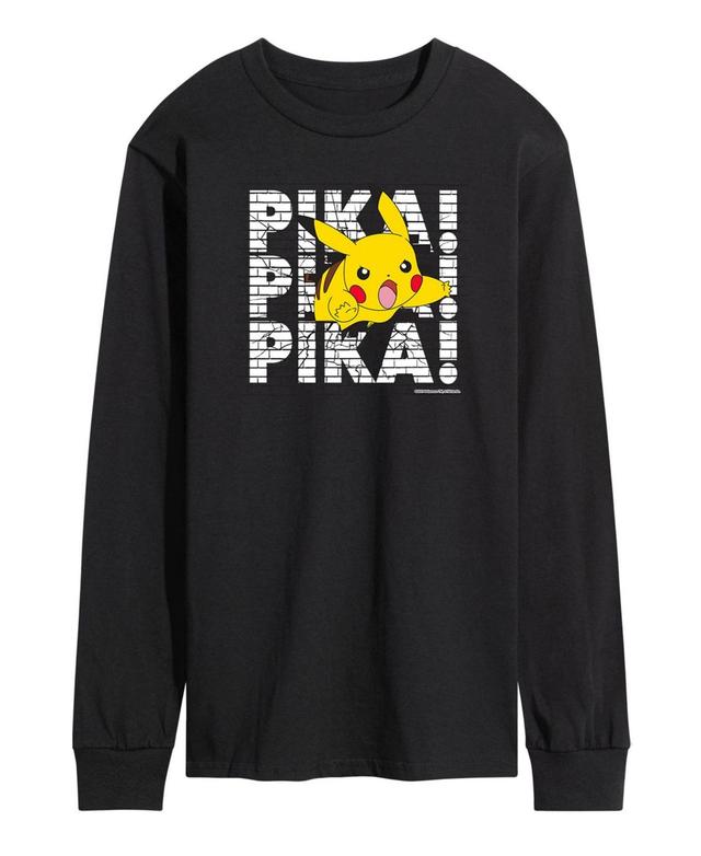 Mens Pokemon Pika Pika Pika Long Sleeve T-shirt Product Image