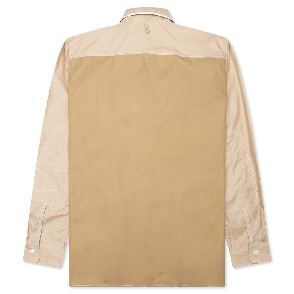 Two Tone Button Up Shirt - Beige Male Product Image