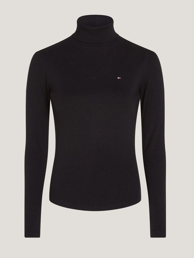 Tommy Hilfiger Women's Slim Fit Ribbed Turtleneck T-Shirt Product Image