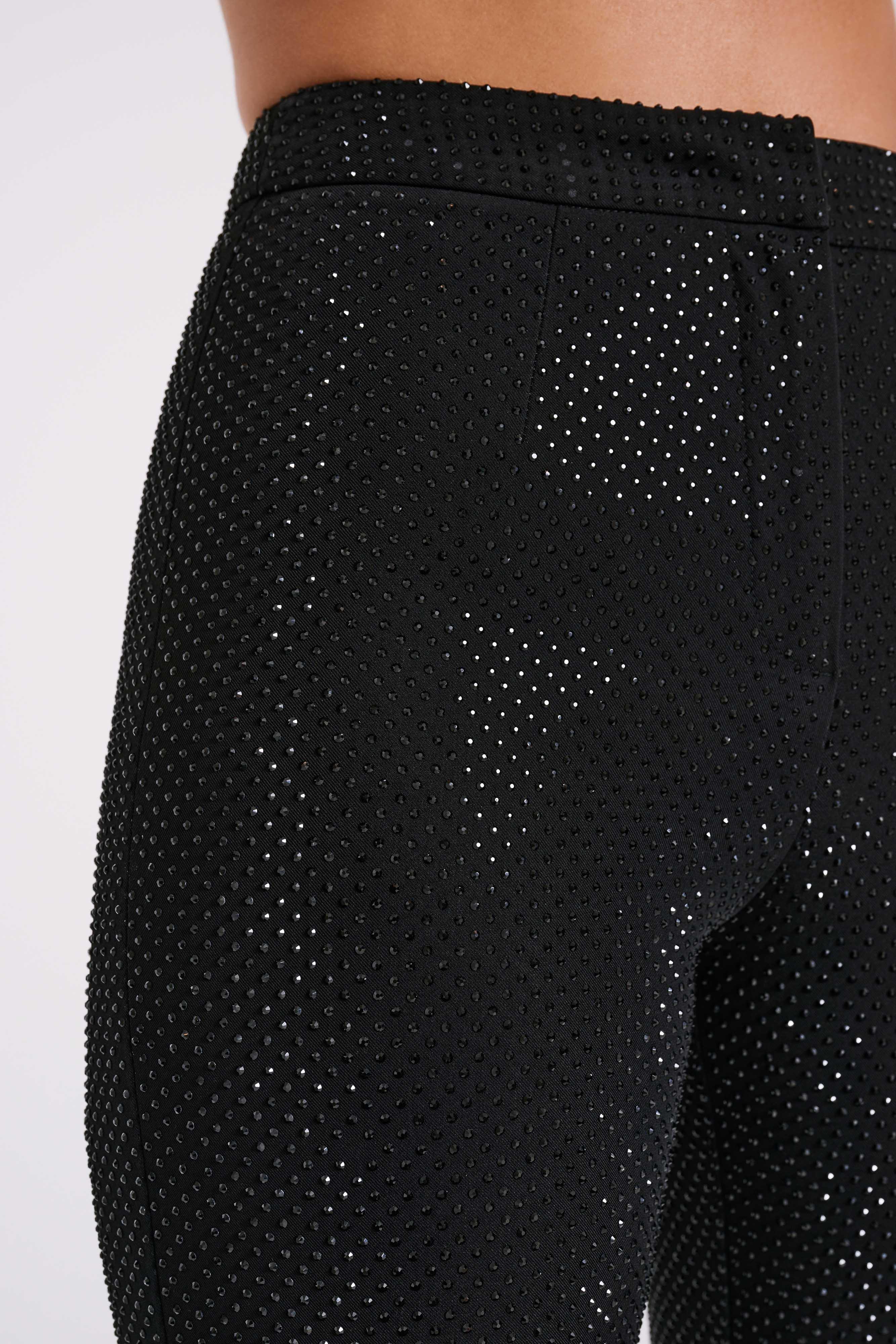 Kaycee Straight Leg Diamante Pants - Black Product Image