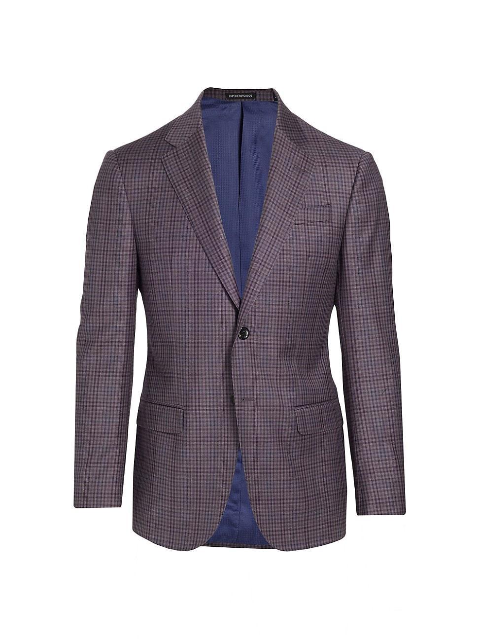 Mens Plaid Wool Two-Button Blazer Product Image