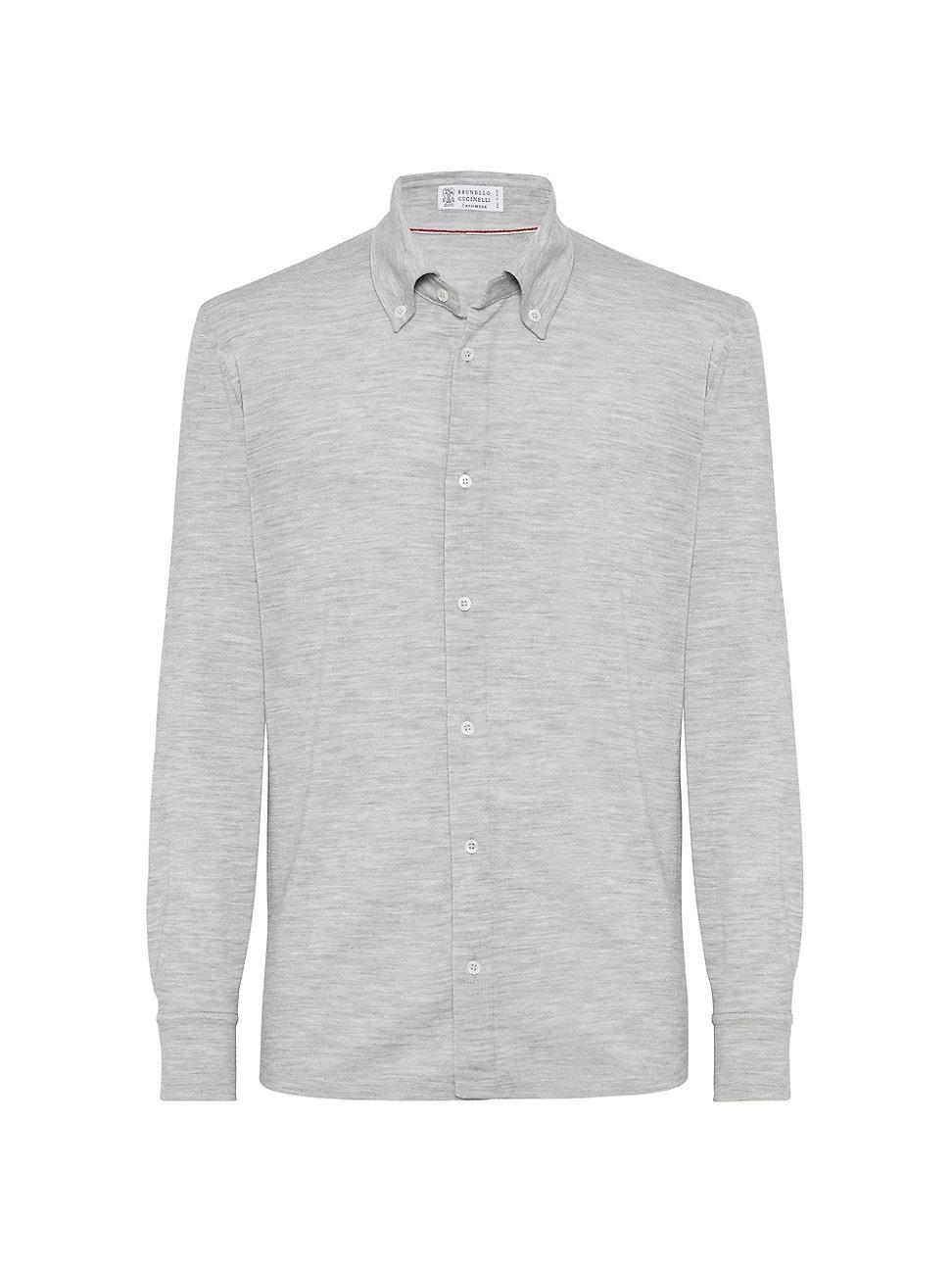 Mens Virgin Wool and Cashmere Lightweight Knit Shirt Product Image