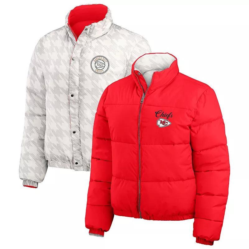 Womens WEAR by Erin Andrews /White Kansas City Chiefs Reversible Cropped Full-Zip Puffer Jacket Product Image