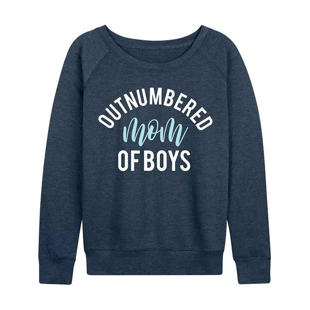 Womens Outnumbered Mom Of Boys Lightweight French Terry Sweatshirt, Girls Grey Indigo Product Image