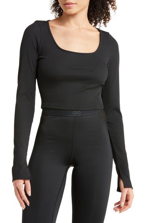 Long Sleeve Alosoft Rib Crop Top Product Image