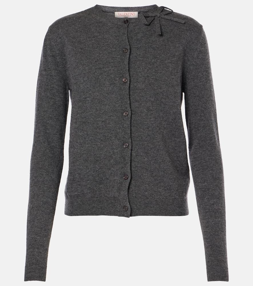 Bow-detail Cardigan In Dark Grey Product Image