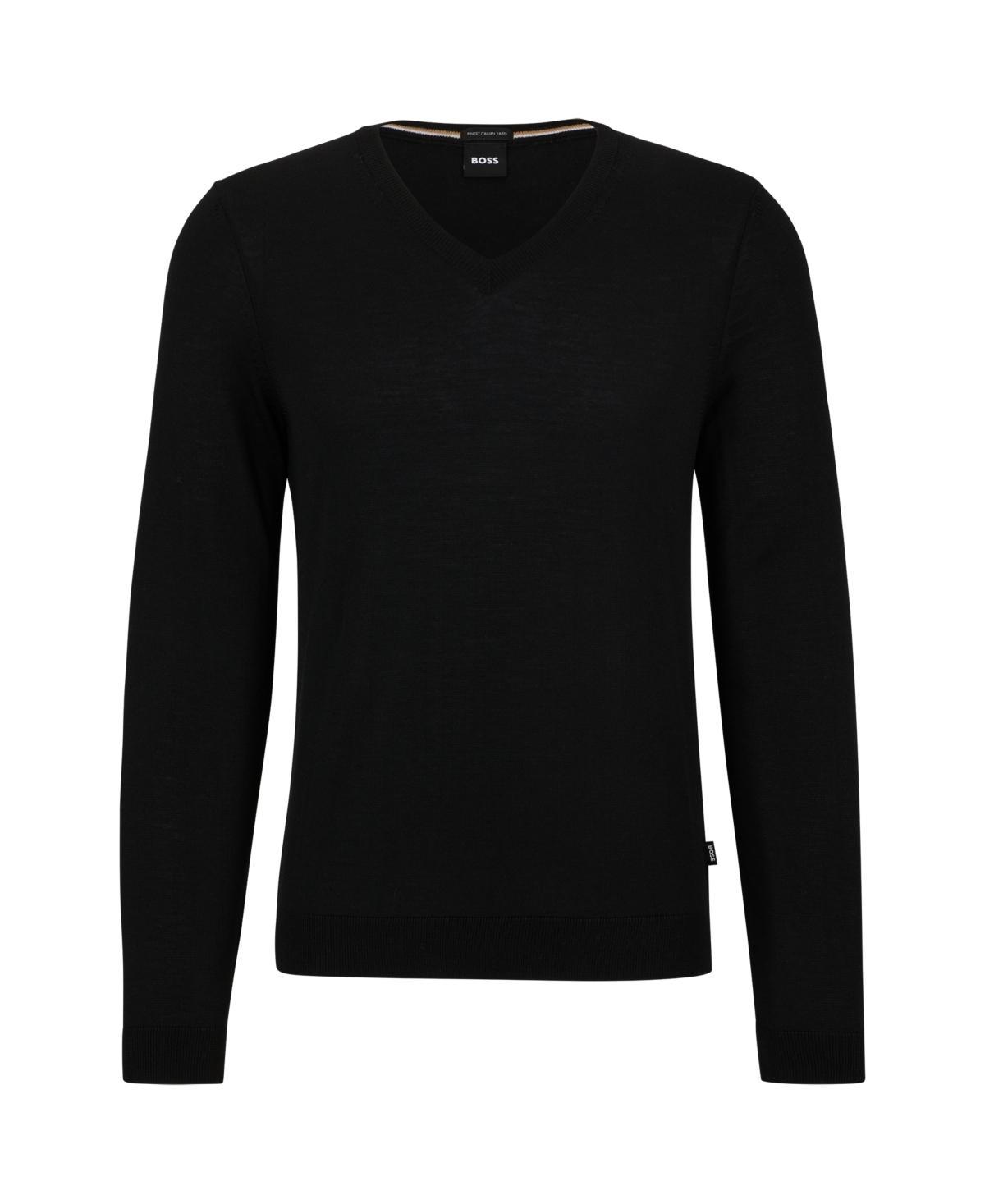 Boss By  Men's Slim-fit V-neck Sweater In Black Product Image