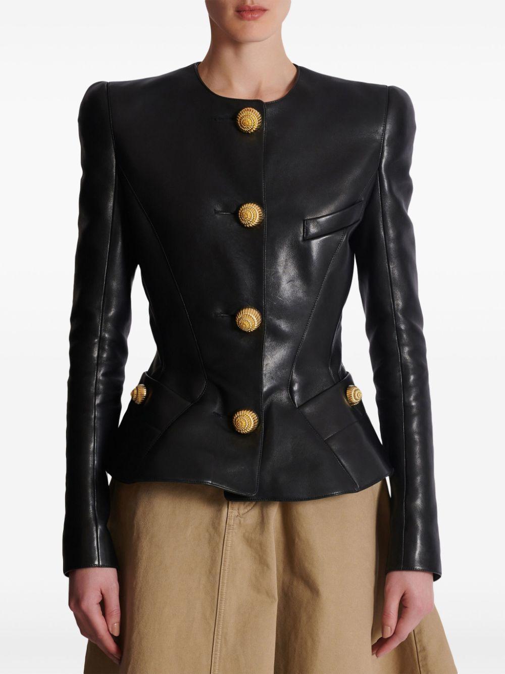 leather peplum jacket Product Image