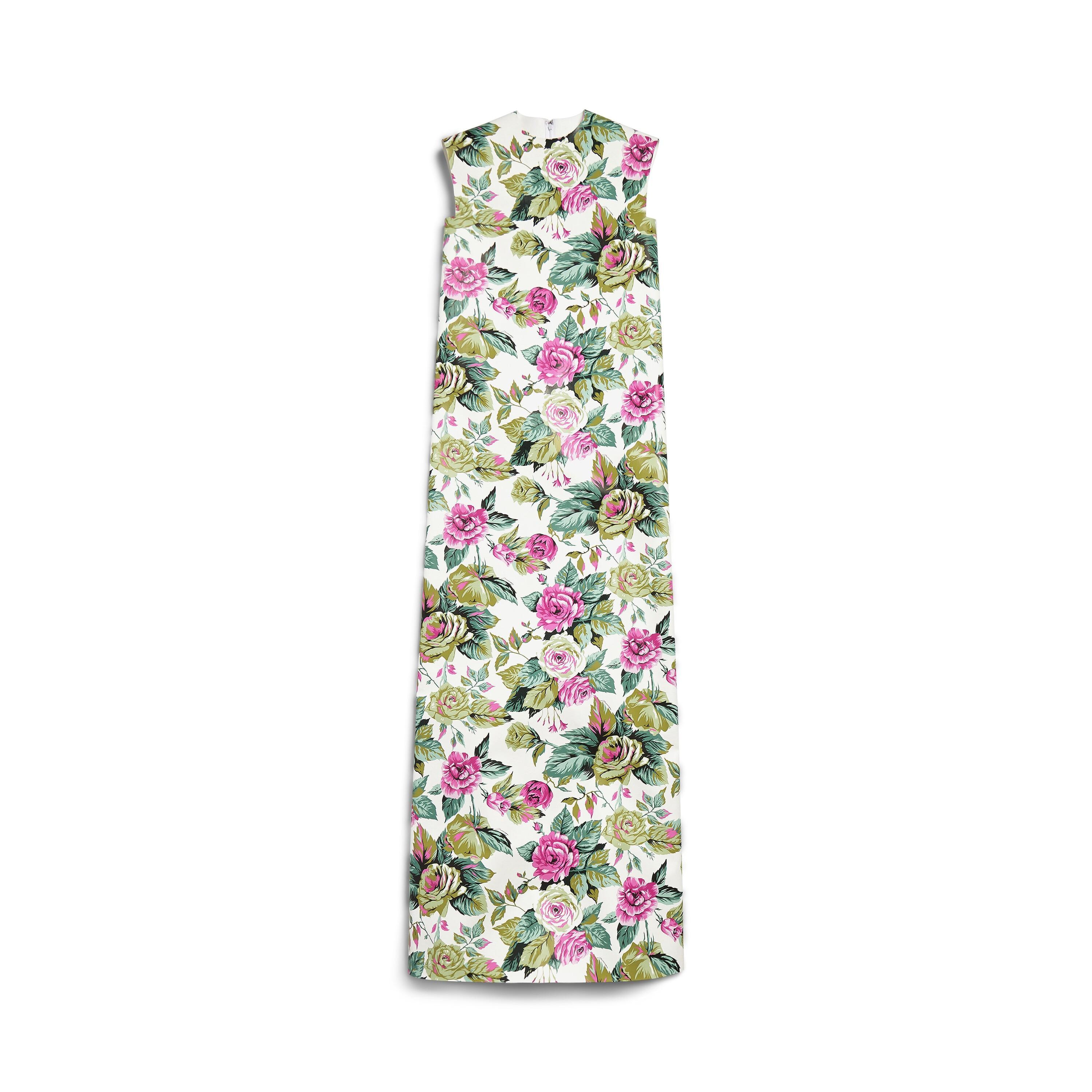 Women's Tablecloth Floral Sleeveless Dress in White/pink Product Image