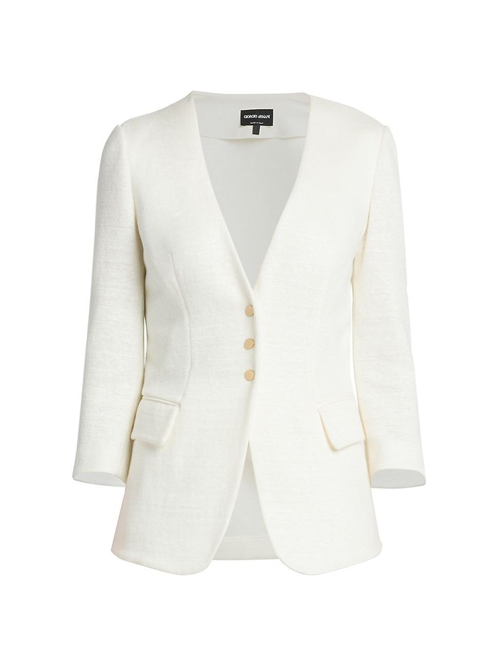 Womens Knit Linen-Blend Jacket Product Image