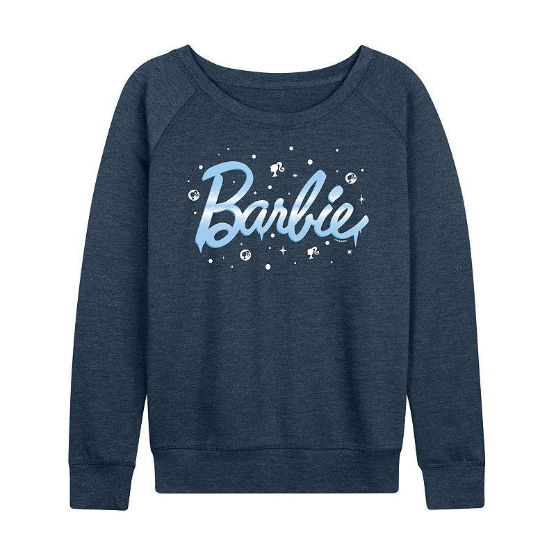 Womens Barbie Icy Logo Lightweight French Terry Sweatshirt, Girls Grey Indigo Product Image