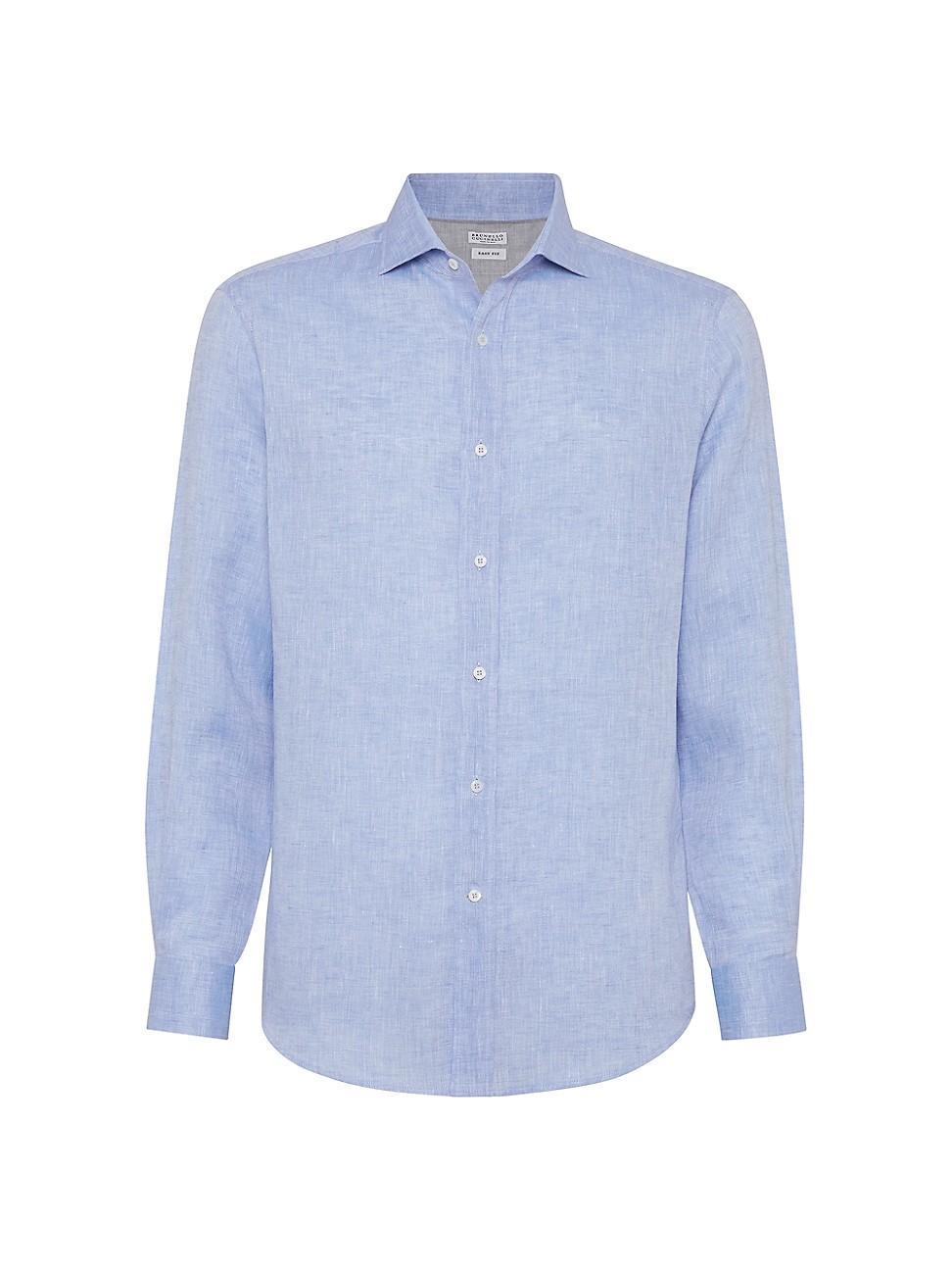 Mens Linen Easy Fit Shirt With Spread Collar Product Image