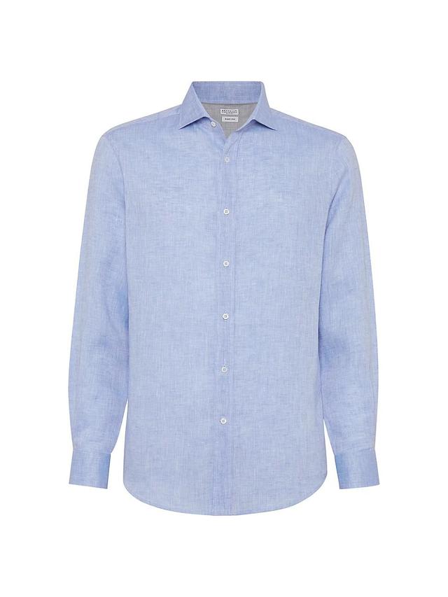 Mens Linen Easy Fit Shirt With Spread Collar Product Image