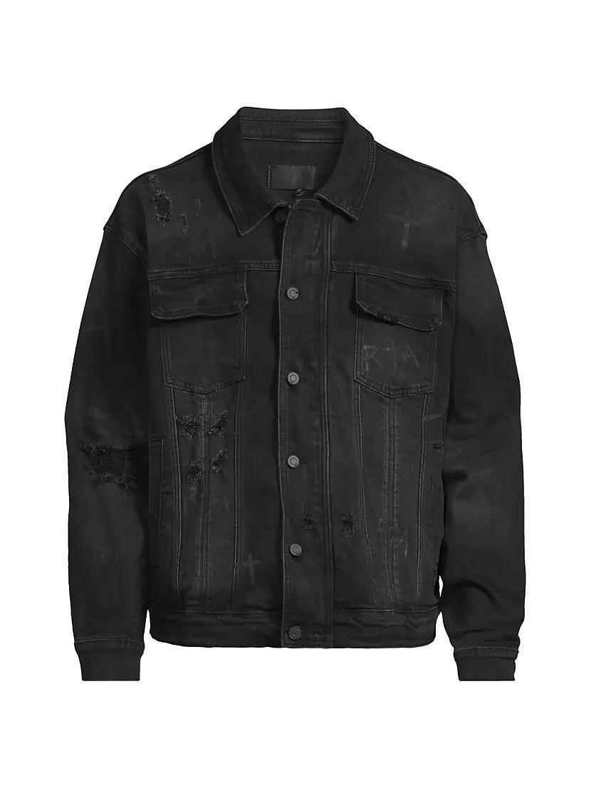 Crosses Distressed Denim Trucker Jacket product image