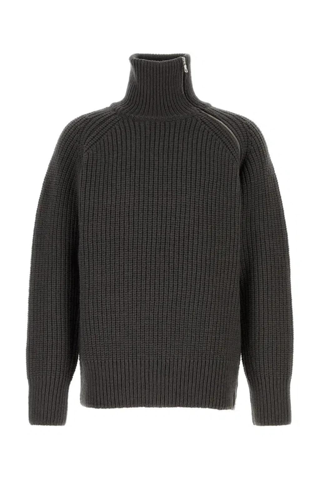 Zipped Wool Jumper In Grigio Product Image