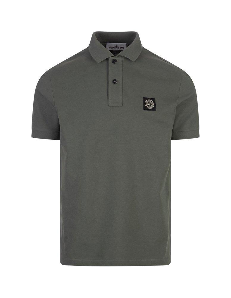 STONE ISLAND Green Piqué Slim Fit Polo Shirt In Brown Product Image