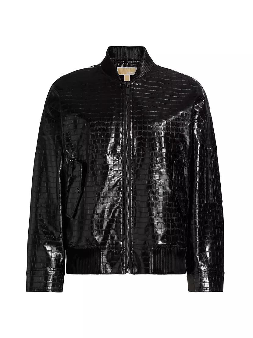 Debossed Croc Bomber Jacket Product Image