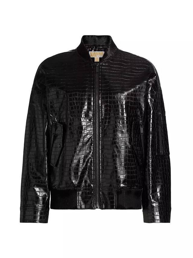 Debossed Croc Bomber Jacket Product Image