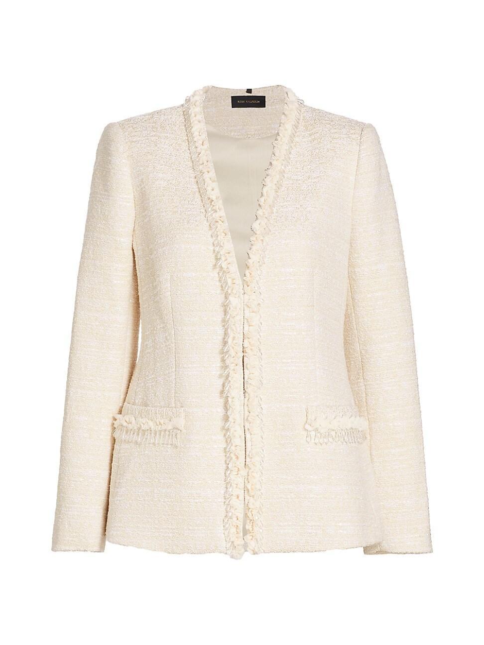 Jilly Beaded Ruffle-Trim Tweed Jacket Product Image