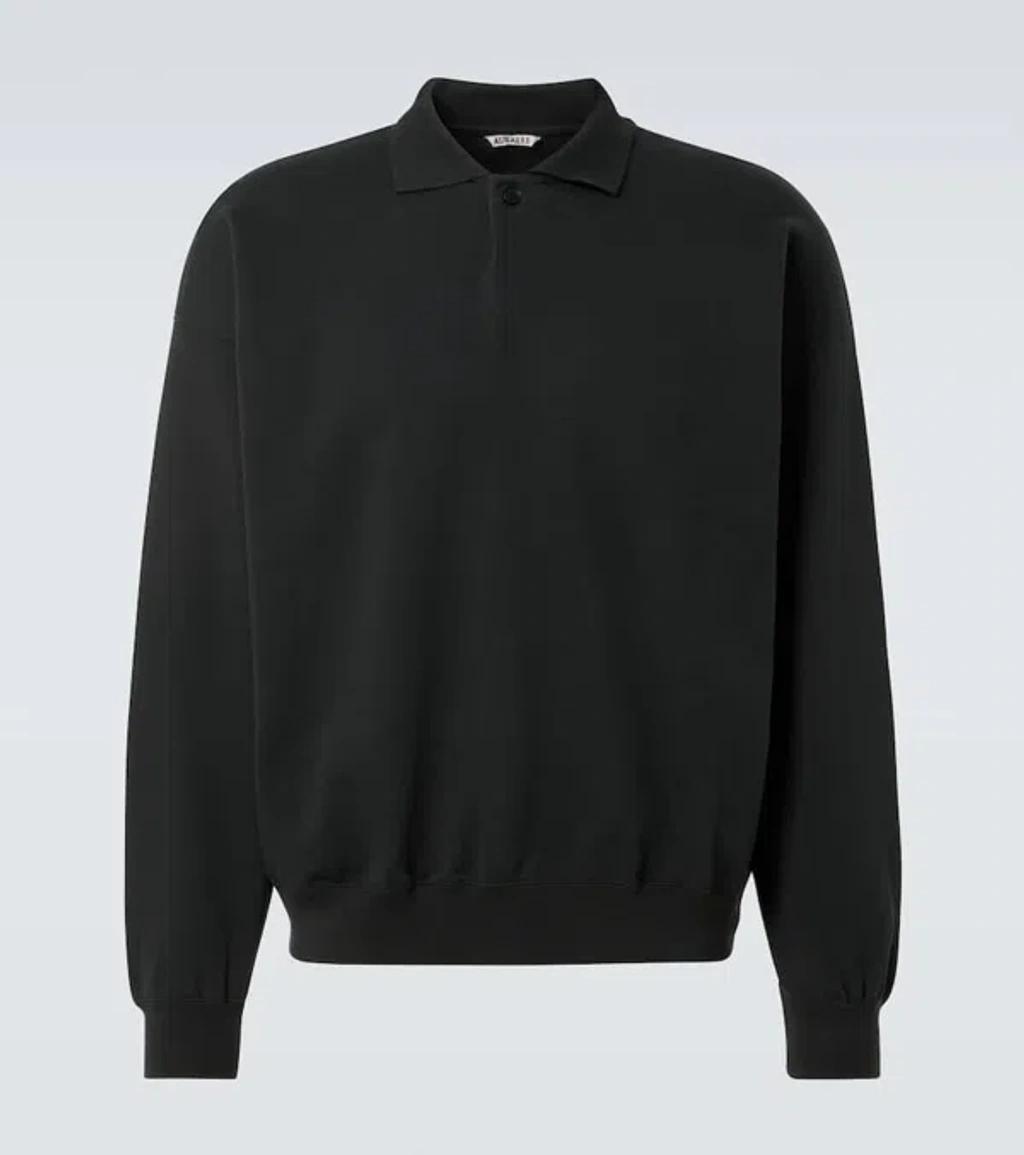 AURALEE Cotton Polo Sweater In Ink Black Product Image