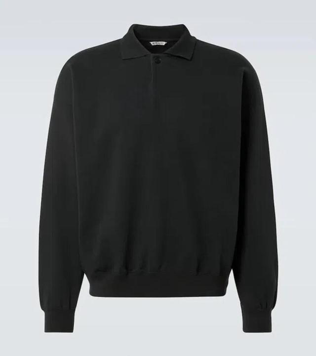 AURALEE Cotton Polo Sweater In Ink Black Product Image