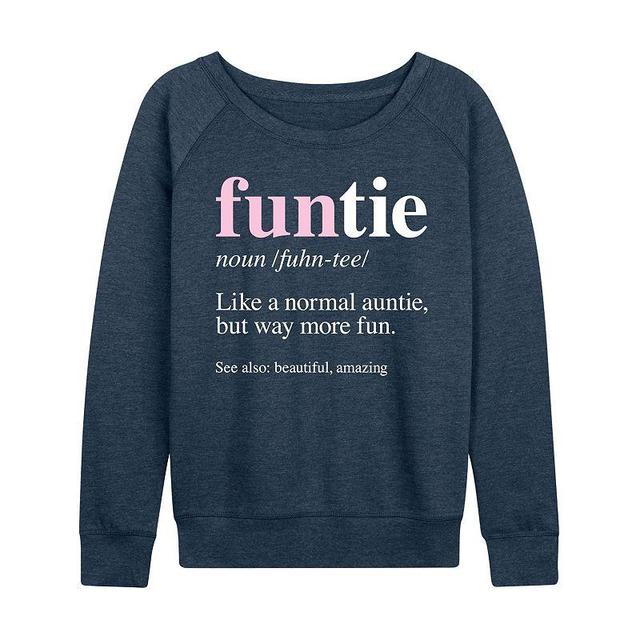 Womens Funtie Definition Slouchy Graphic Sweatshirt, Girls Grey Indigo Product Image