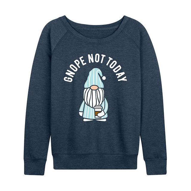 Womens Gnope Not Today Sleepy Gnome Lightweight French Terry Sweatshirt Grey Indigo Product Image