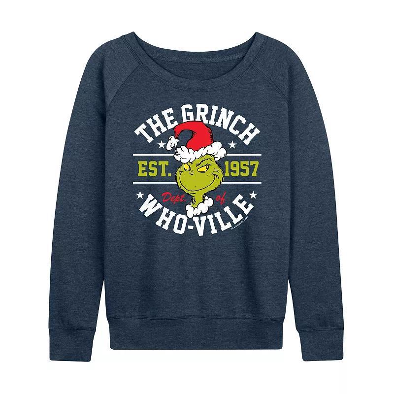 Womens Dr. Seuss The Grinch Dept Of Whoville Lightweight French Terry Sweatshirt, Girls Heather Grey Product Image