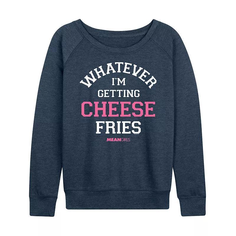 Womens Mean Girls Getting Cheese Fries Lightweight French Terry Sweatshirt Grey Indigo Product Image