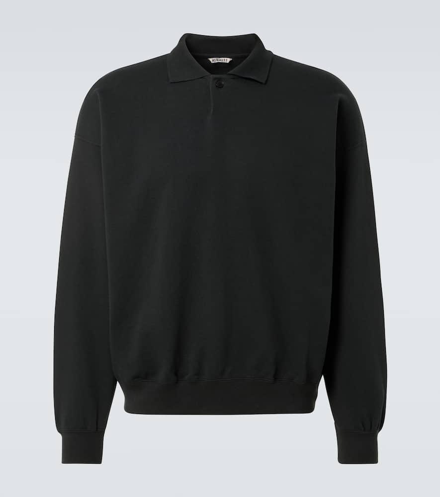 AURALEE Cotton Polo Sweater In Ink Black Product Image